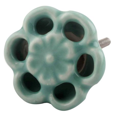 Sea Green Tiny Flower Ceramic Cabinet Knobs Online